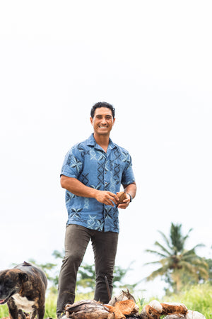 Moana Motifs | Aloha Shirt - blue