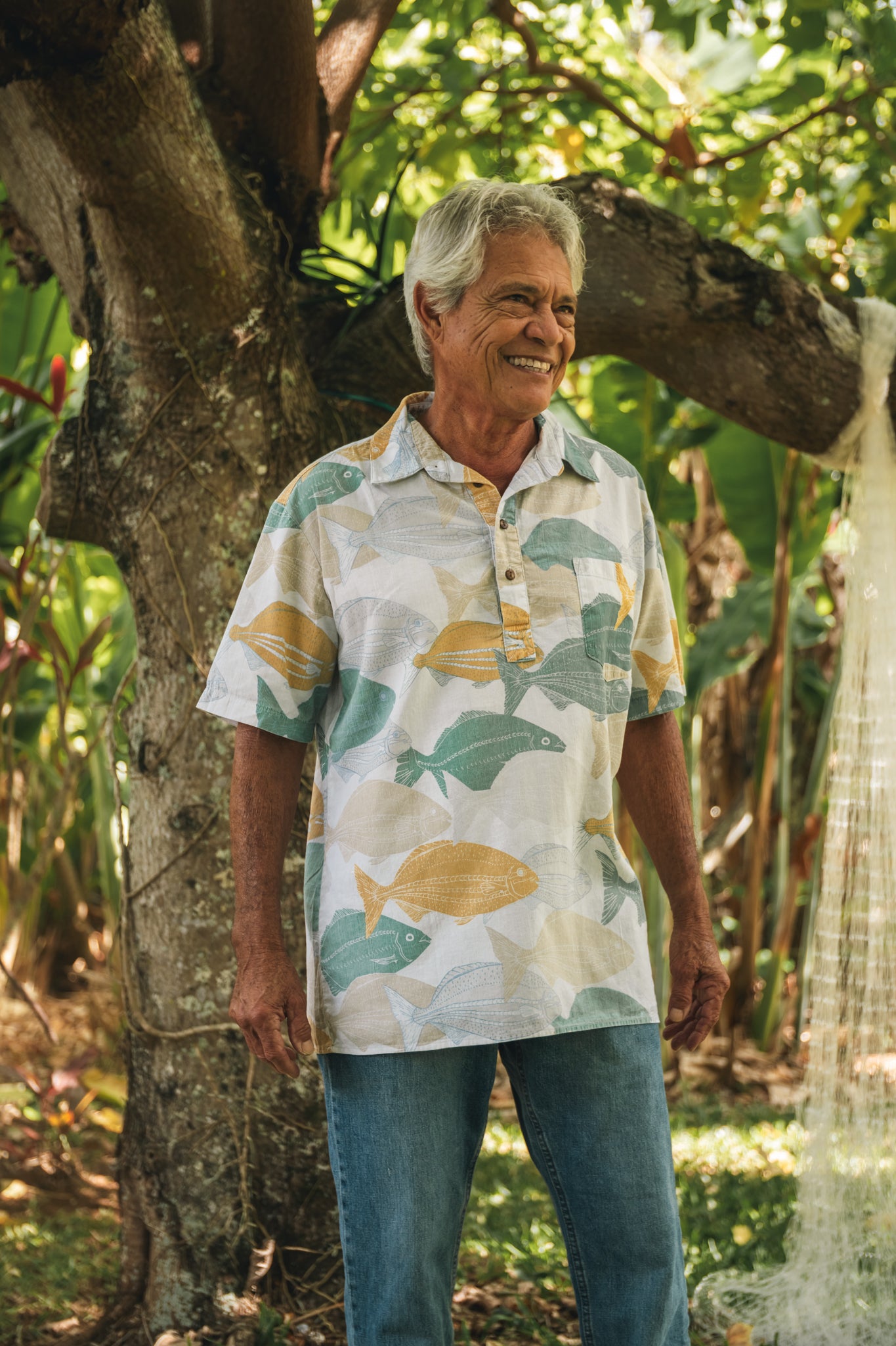 Nenue & Pōhuehue | Pullover aloha shirt - off white