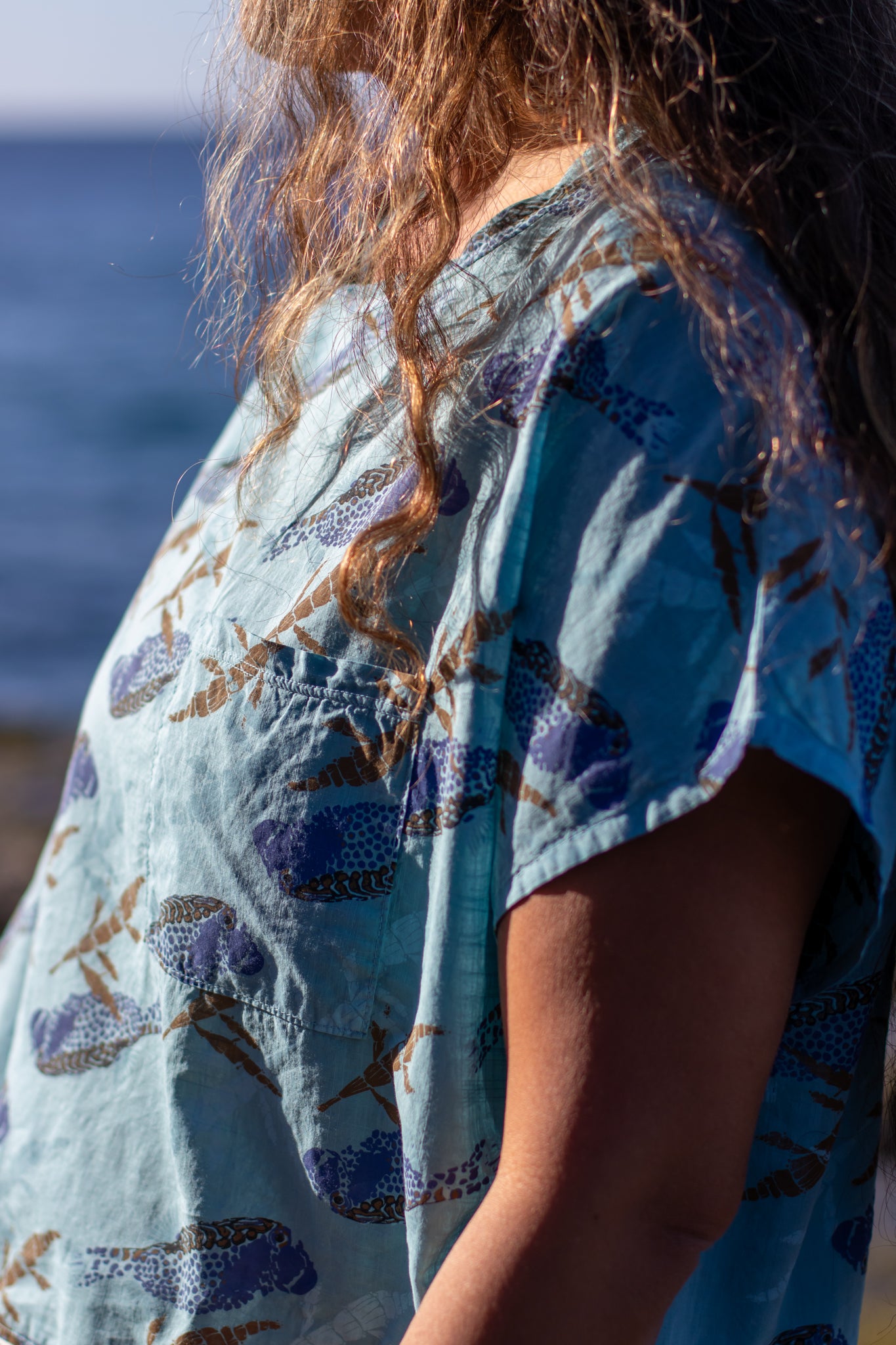 Moa + Hulumoa | Cropped Boxy Top - blue