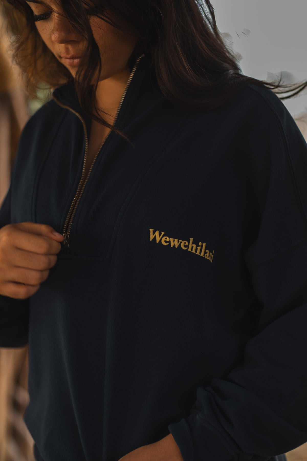 Ka Hae Kalaunu o Liliʻuokalani | Half Zip Sweatshirt - navy