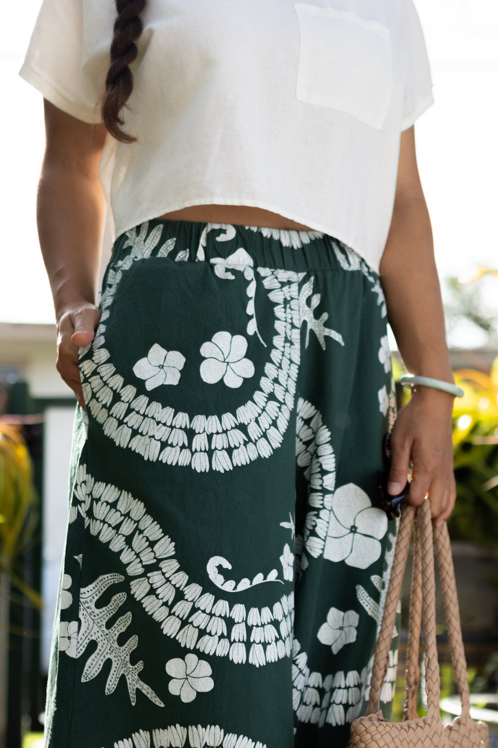 He Aloha no Tahiti | Wide leg Pants - dark green