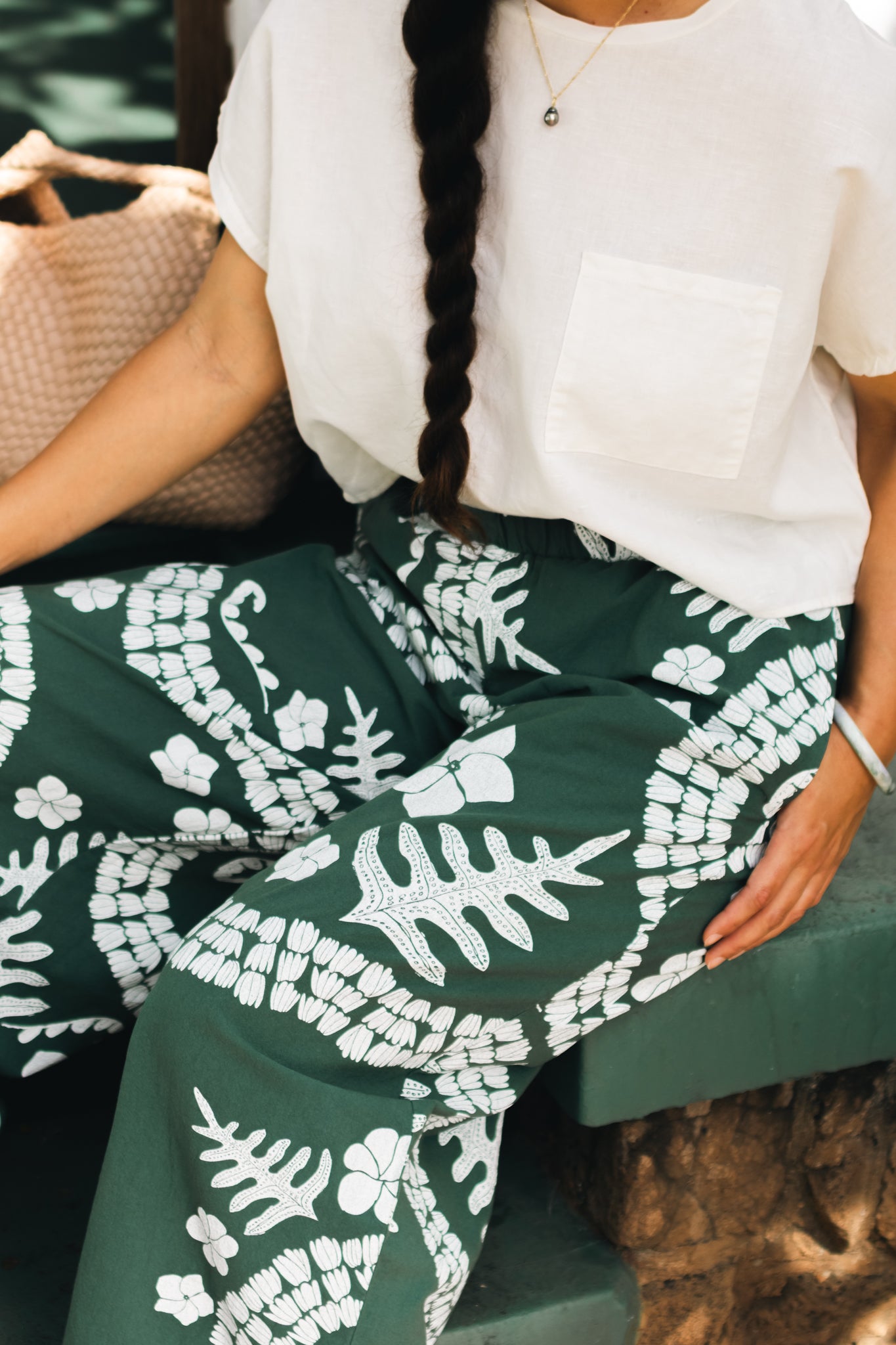 He Aloha no Tahiti | Wide leg Pants - dark green