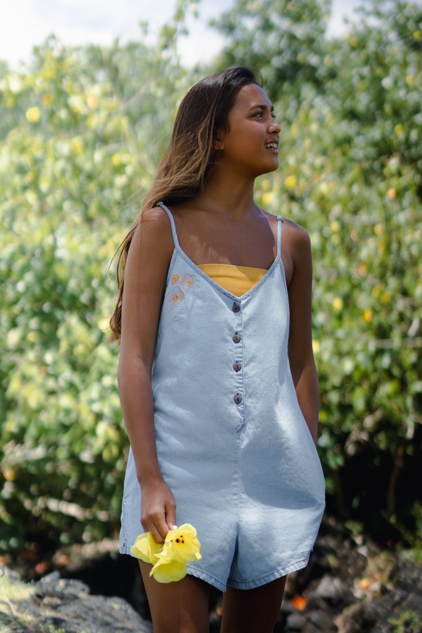 Pua Hau | Aeʻo Romper - light denim