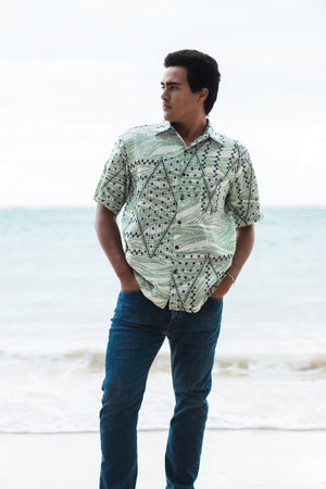 He Aloha No Lono | Linen Kahikikū Aloha Shirt - white