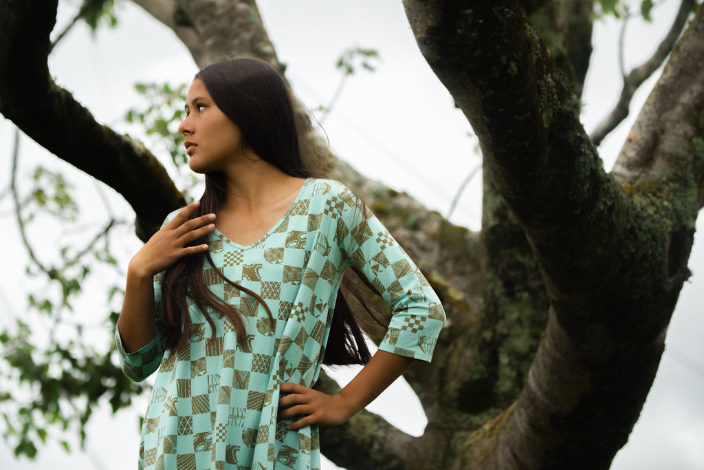 Ipu | 3/4 Sleeve Dress - aqua