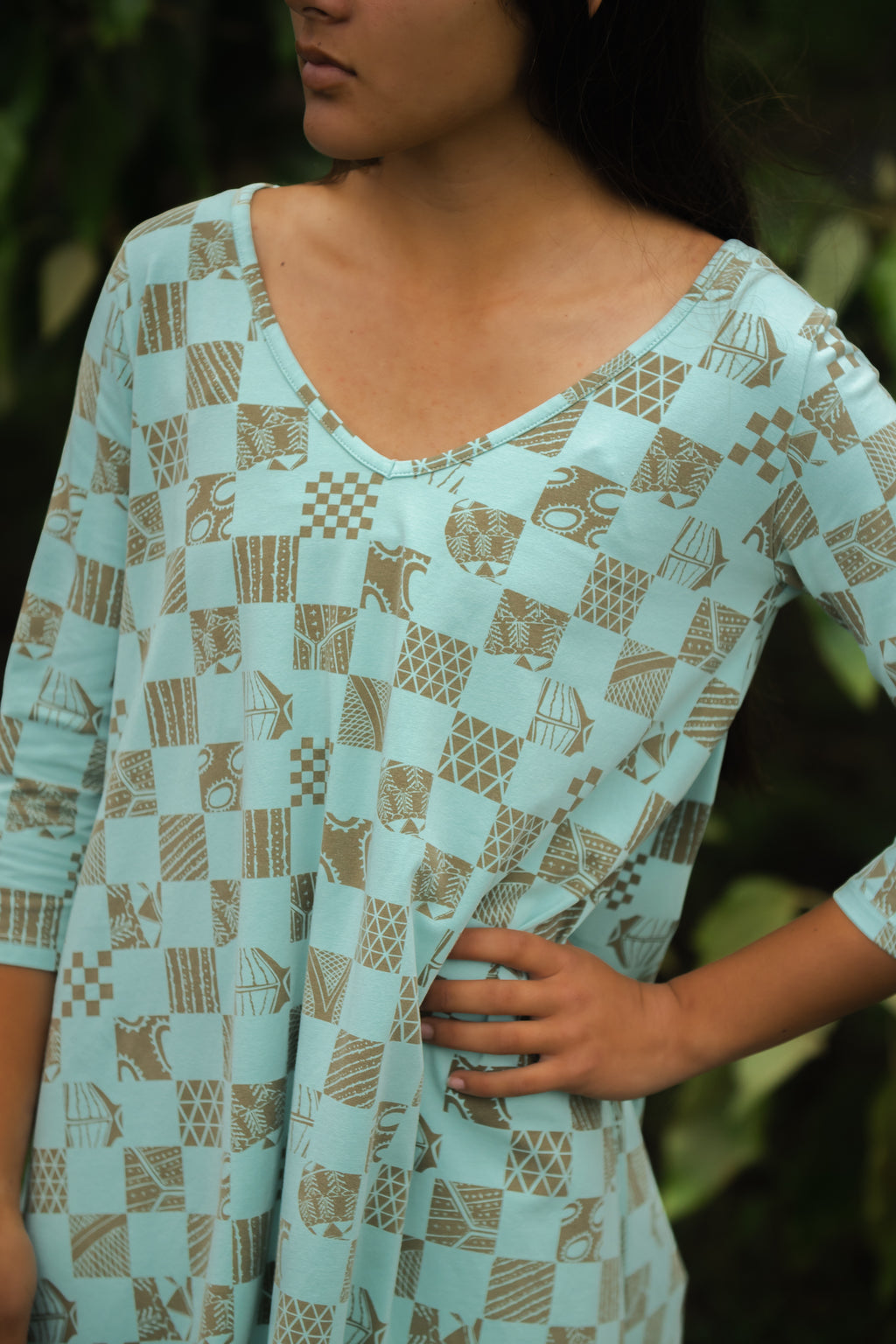 Ipu | 3/4 Sleeve Dress - aqua