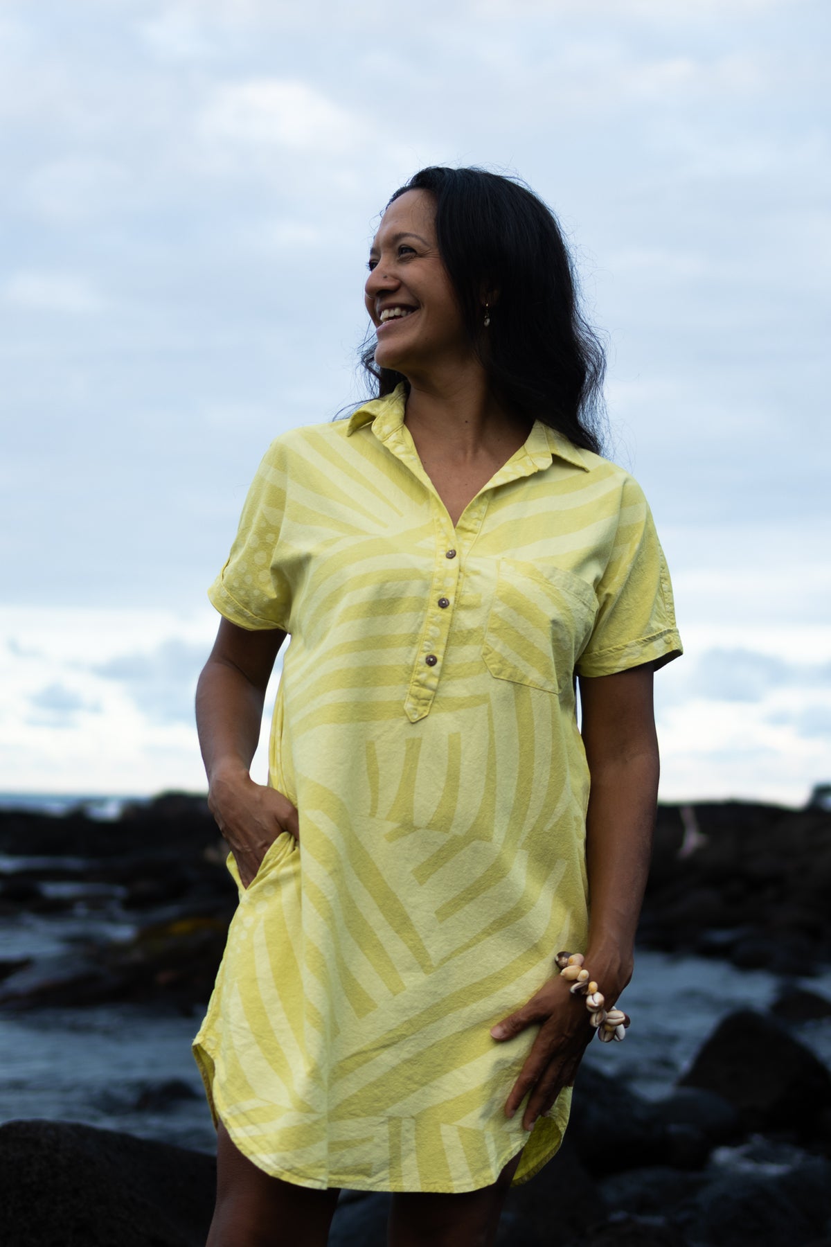 Kīkākapu | Collared Dress - yellow
