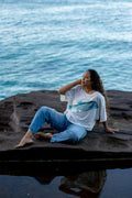 Moa + Hulumoa | Oversized wahine tee - white
