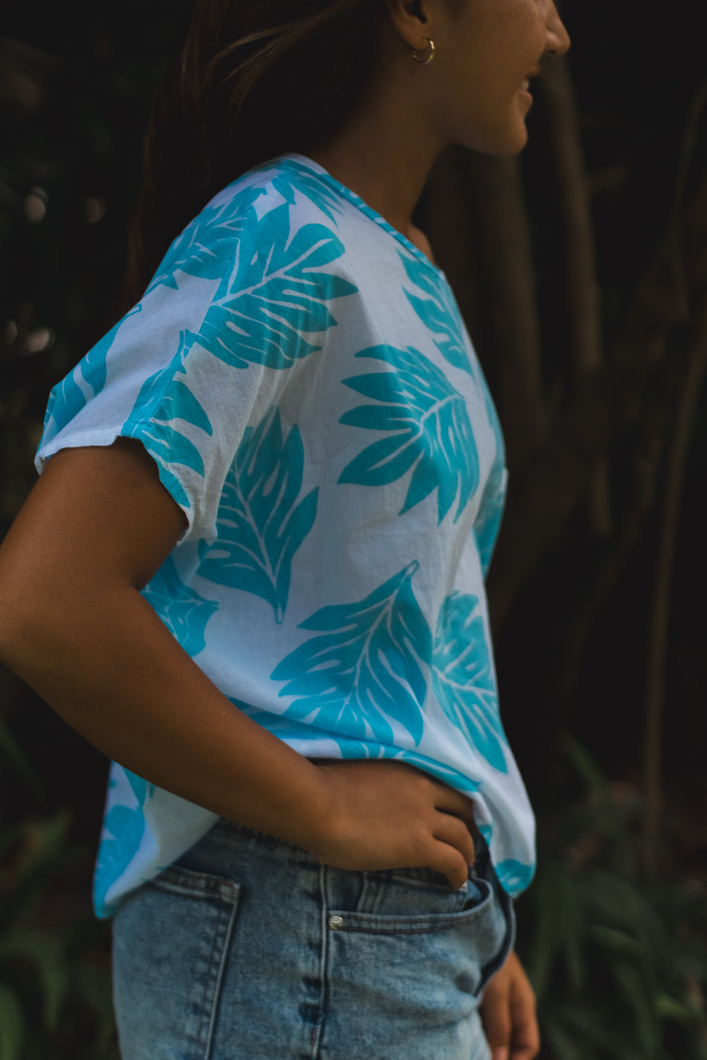 Lau ʻUlu | Cropped Boxy Top - white